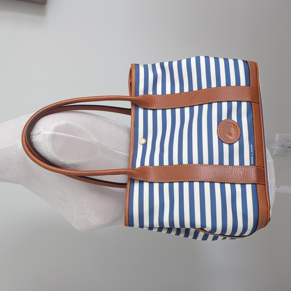 Dooney Bourke Sullivan Layla Tote Bag Midnight Blue White Stripe - Picture 2 of 12